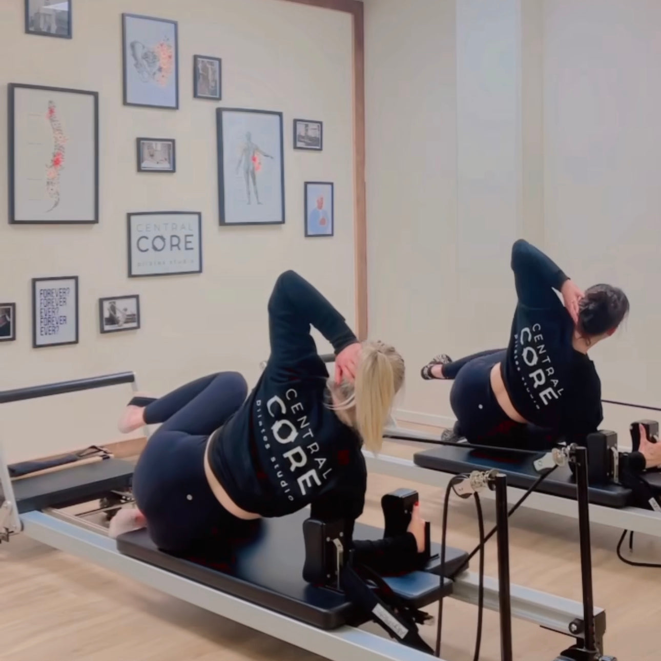 Pilates class session with group