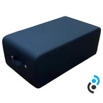 Blue Pilates sitting box for reformer use
